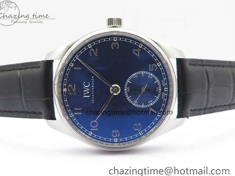 MIROTIME 0519 TimelessDesign Portuguese IW358304 ZF 1:1 Best Edition SS Blue Dial on Leather Strap A 7078